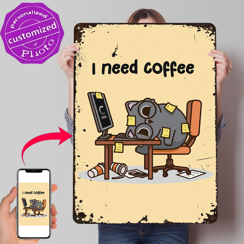 Gaming Accessories Needed - I Need Coffee 3D テクスチャメタルポスター カスタマイズされたウォールアート