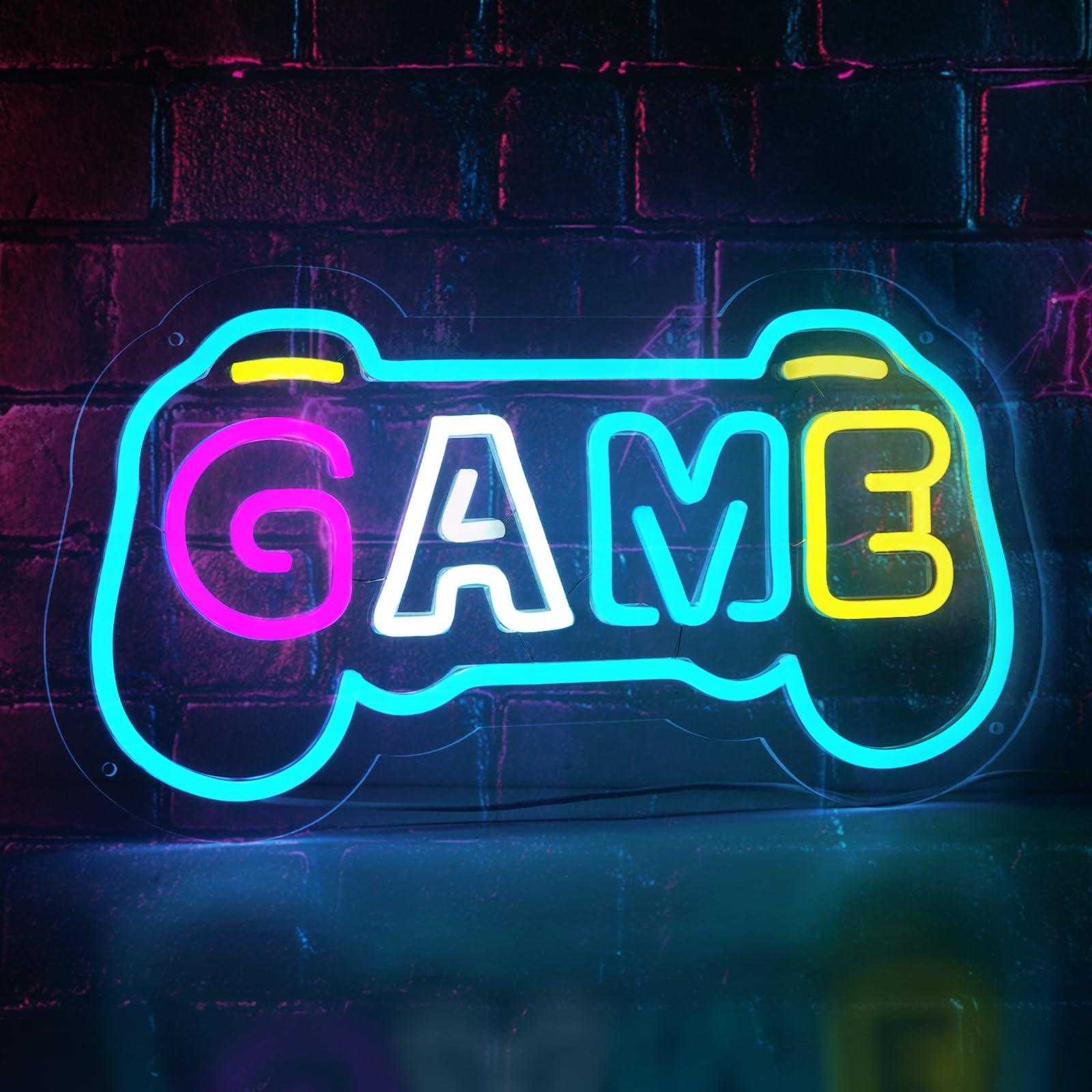 Gaming Accessories Boys - ゲーマーの部屋の装飾用ゲームネオンサイン、ゲームパッド型USB LEDライト、男の子の部屋、寝室のアクセサリー、男性ゲーマーへのゲームギフト