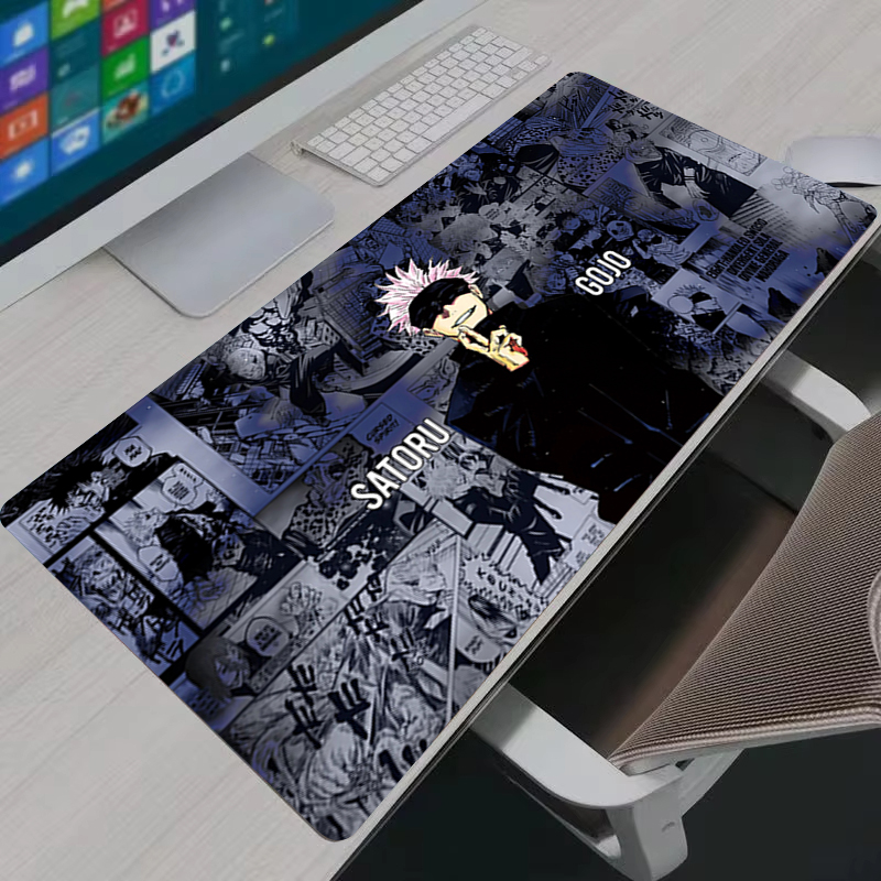 Gaming Accessories Women - マウスパッドクールアニメ呪術廻戦五条悟大型ゲーミングマウスパッドゲーマーラップトップキーボードマットコンピュータキャビネットデスクマット