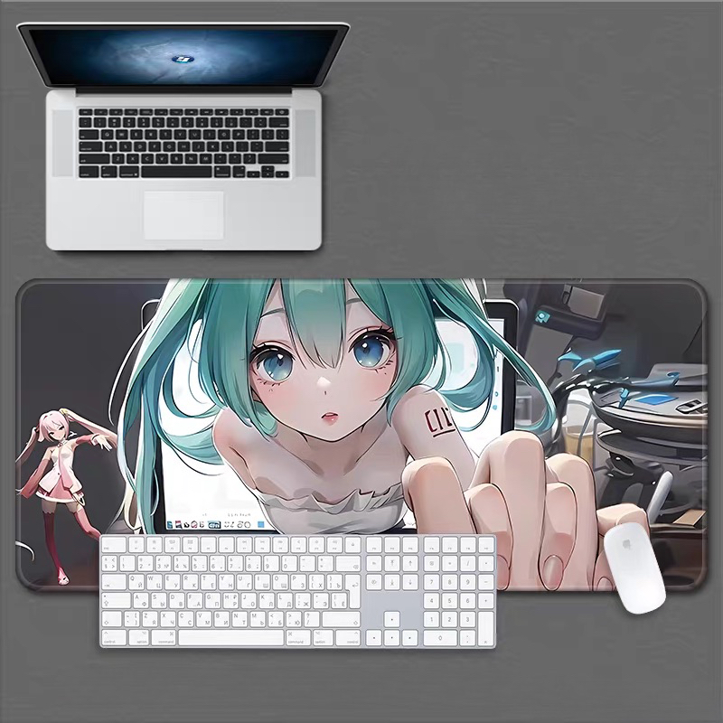 Gaming Accessories Boys - 特大サイズの男の子と女の子向けゲーミングコンピューターキーボードオフィステーブルマット初音ミクアニメ二次元滑り止めレザーマウスパッド