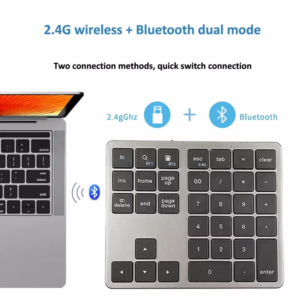 2.4Ghz ワイヤレス + Bluetooth テンキーパ - Keyboard Numpad Separate のレビューと価格