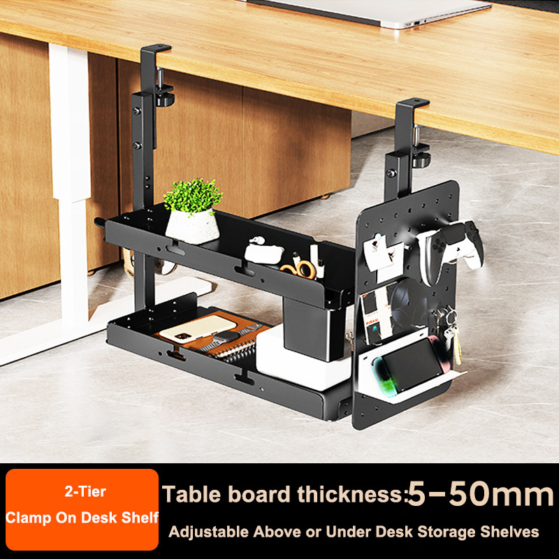 クランプ式14インチデスク上・下2段棚ユニット、テーブルアク - Gaming Accessories For Table のレビューと価格