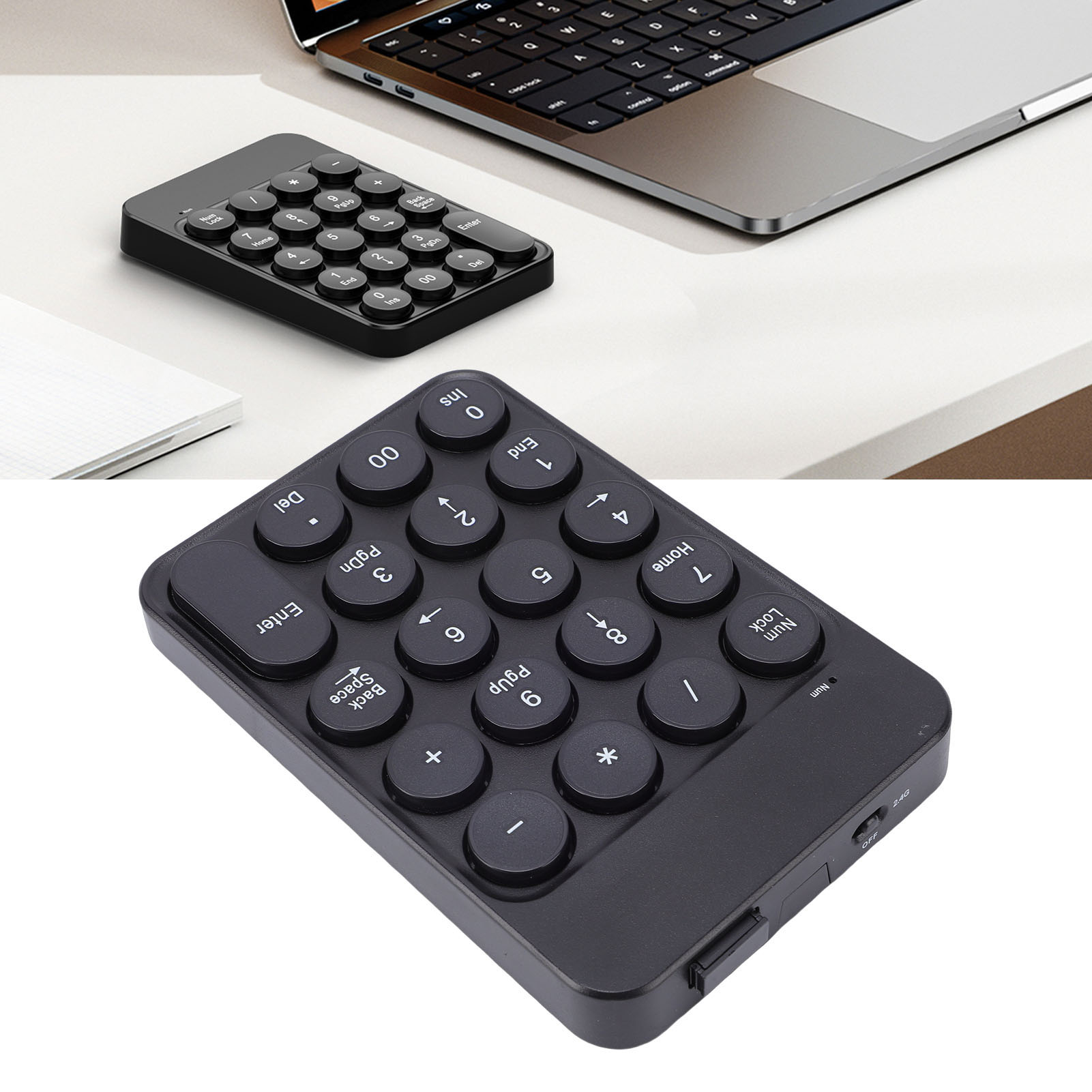 ミニテンキー、丸型キーキャップ付き、2.4Gワイヤレス＆BT - Keyboard Numpad Separate のレビューと価格