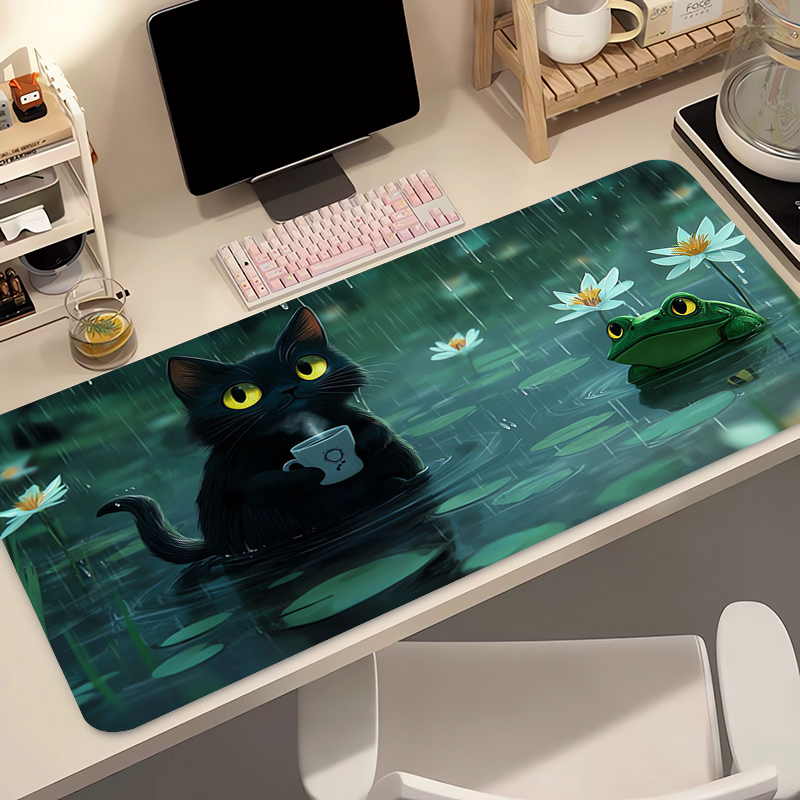 かわいい黒猫シリコンソフトゲーミングマウスパッド大型キーボー - Gaming Accessories Women のレビューと価格