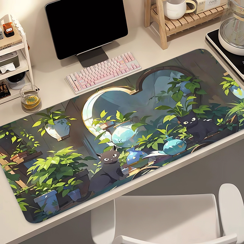 かわいい黒猫シリコンソフトゲーミングマウスパッド大型キーボー - Gaming Accessories Women のレビューと価格
