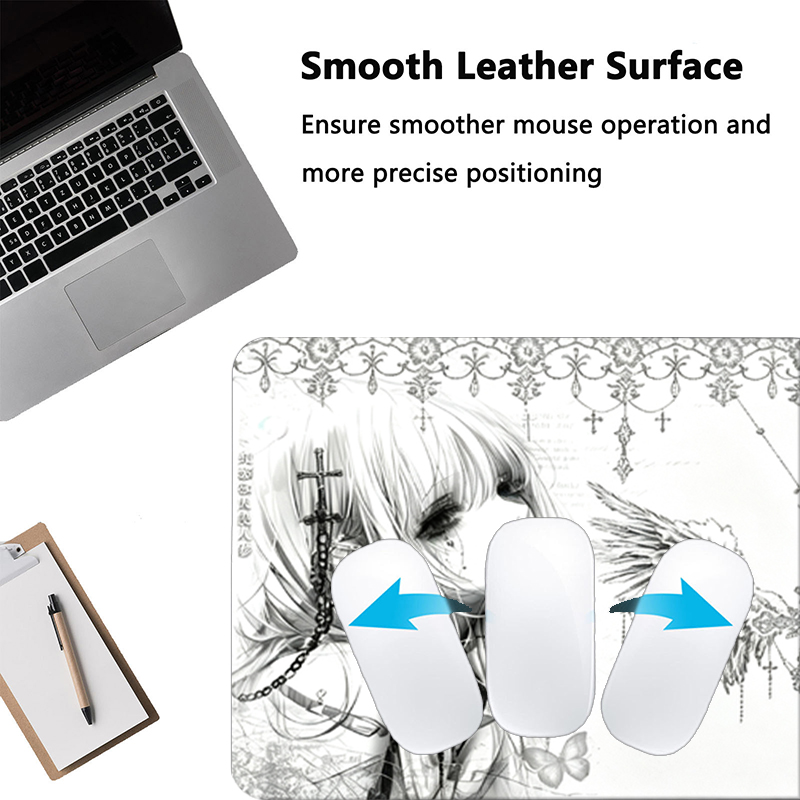レザーマウスパッド黒白アニメ美学エンジェルガールマウスパッド - Gaming Accessories Women のレビューと価格